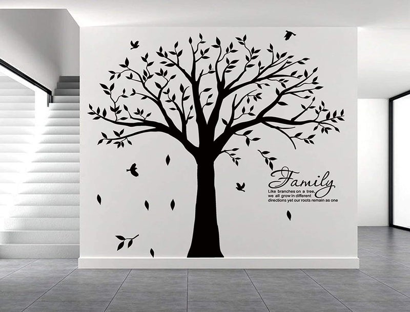 LUCKKYY Grant Family Tree Wall Decal with Family Like Branches on a Tree Wall Decal Sticker Quote Living Room Decor(83" Wide x 83" high) (Black) - Image 1